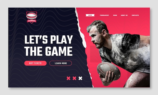 Landing page template for rugby championship