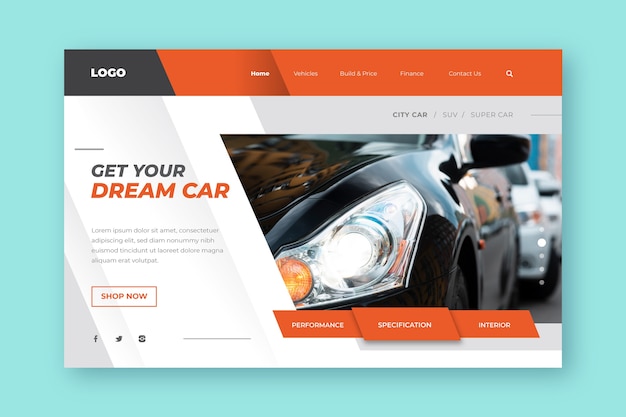 Landing page template for shopping cars