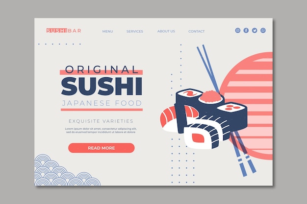 Landing page template for sushi restaurant