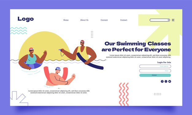 Landing page template for swimming lessons