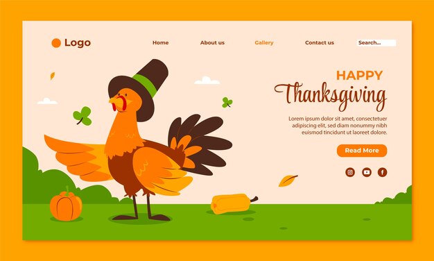 Landing page template for thanksgiving celebration