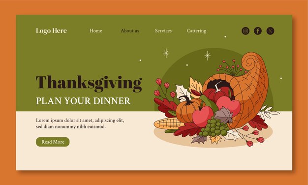 Free Vector landing page template for thanksgiving celebration