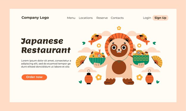 Landing page template for traditional japanese restaurant