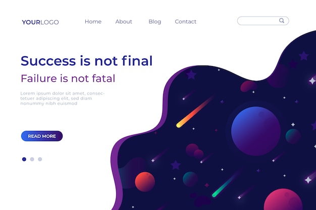 Free vector landing page template of the universe