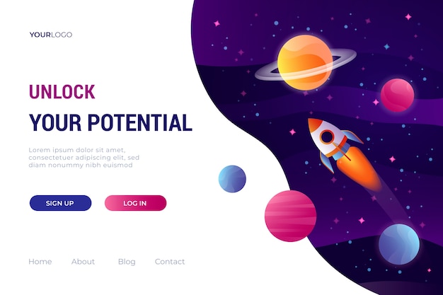 Landing page template of the universe