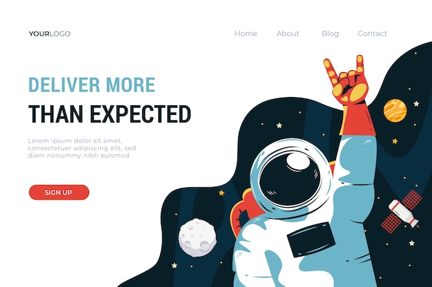 Free vector landing page template of the universe