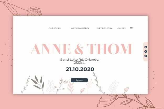 Landing page template for wedding