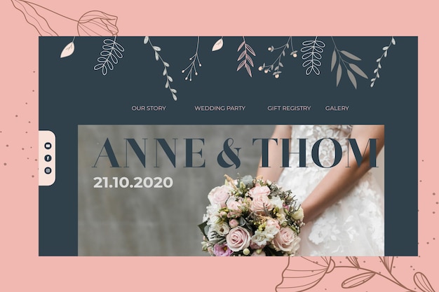 Free Vector landing page template for wedding