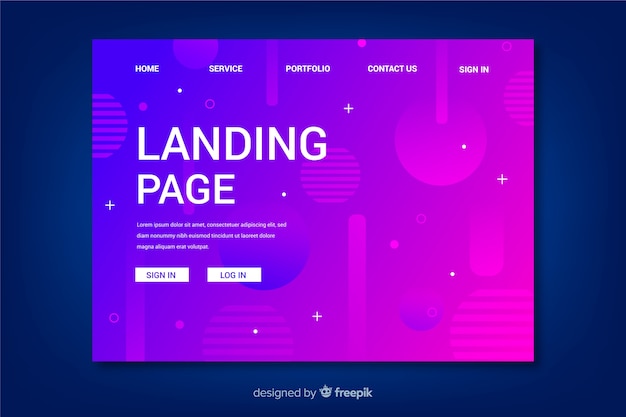 Landing page template with abstract shapes