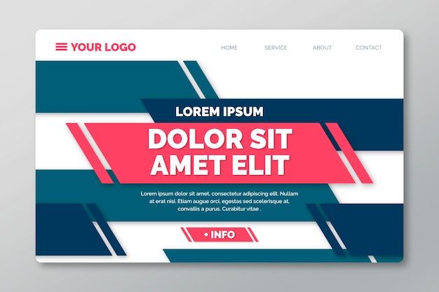 Landing page template with geometric lines