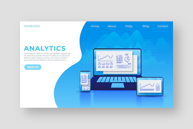 Free Vector landing page template with laptop