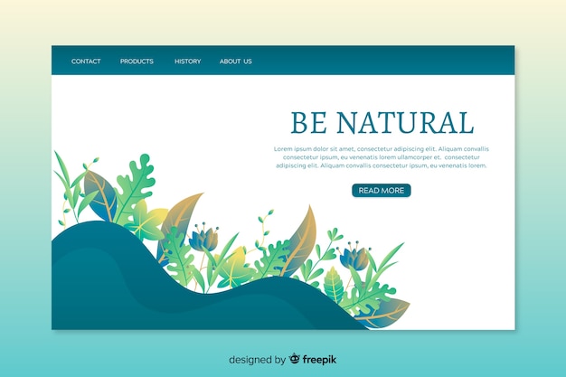 Free Vector landing page template with nature concept