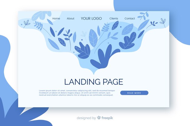 Landing page template with nature concept