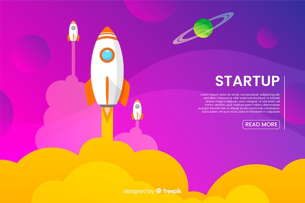 Landing page template with a rocket