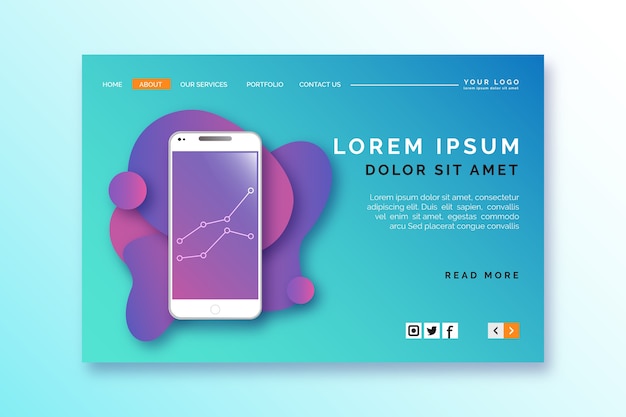 Landing page template with smartphone