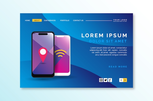 Landing page template with smartphone