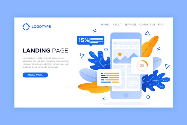 Landing page template with smartphone