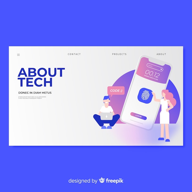 Landing page template with technology device