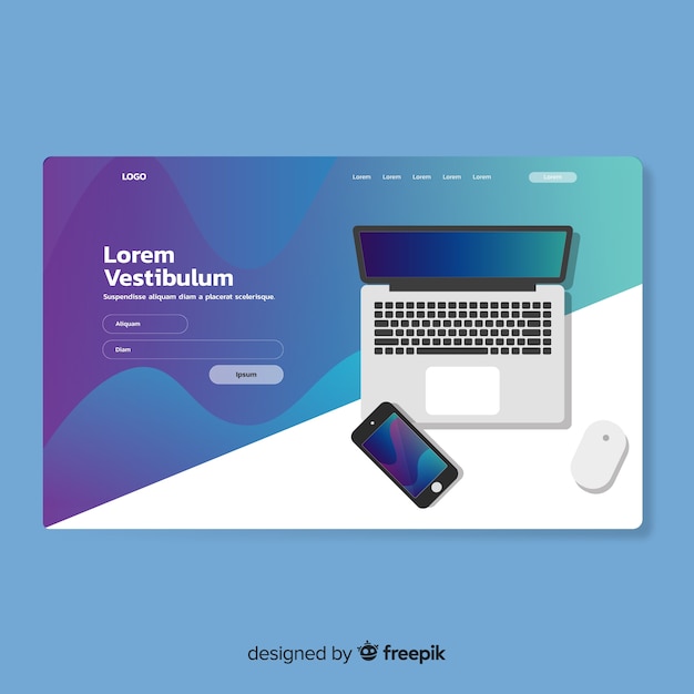 Landing page template with technology device