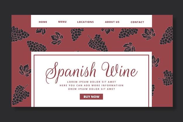 Landing page template with wine pattern