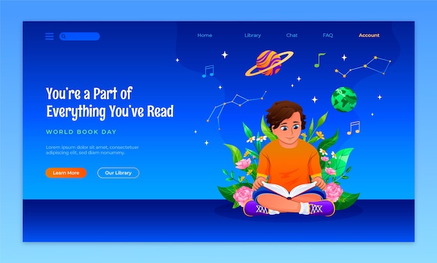 Free Vector landing page template for world book day celebration