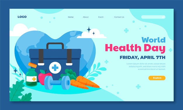 Free vector landing page template for world health day celebration