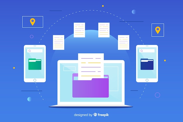 Landing page transfer files concept