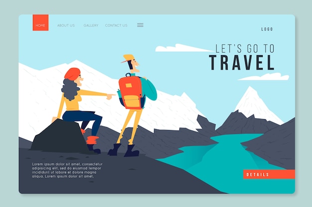 Free Vector landing page travel template