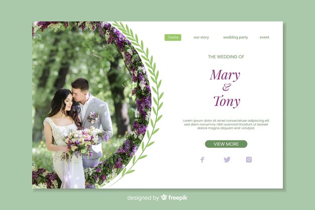 Landing page wedding with image template