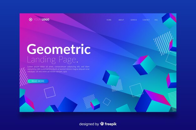 Landing page with 3d cubes