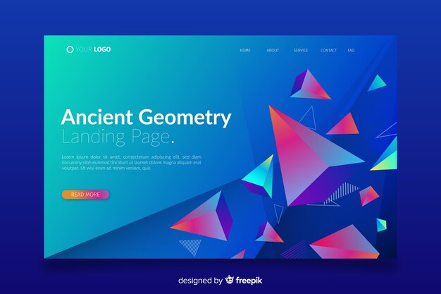 Landing page with 3d piramyds