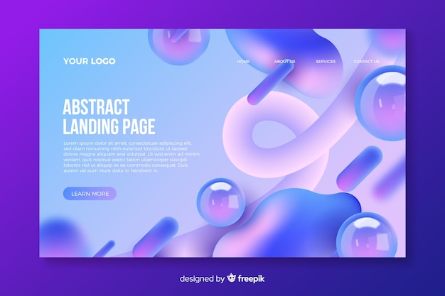 Landing page with abstract shapes