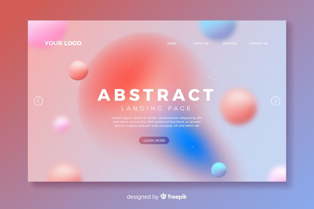 Landing page with abstract shapes