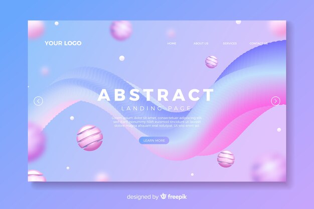 Landing page with abstract shapes