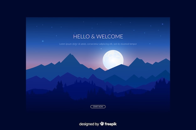 Landing page with blue gradient forest