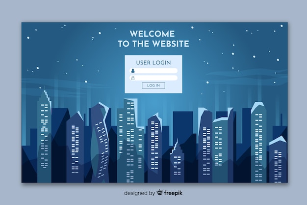 Free Vector landing page with city skyline form