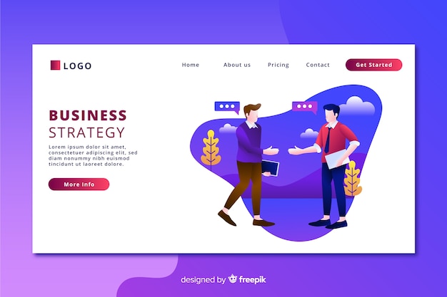 Landing page with flat design men