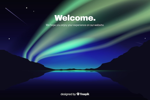 Landing page with gradient aurora borealis