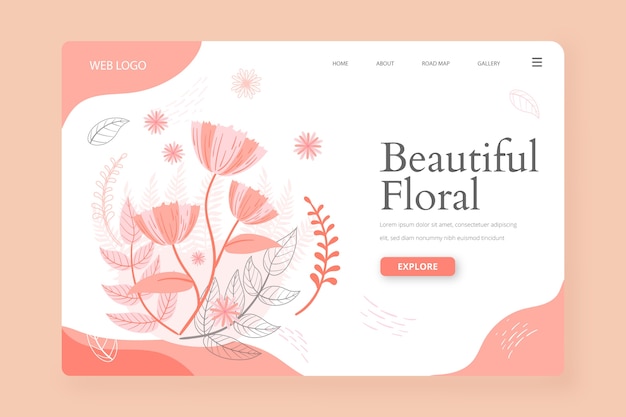 Free vector landing page with hand drawn nature