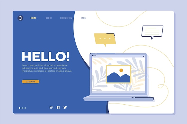 Free Vector landing page with laptop design