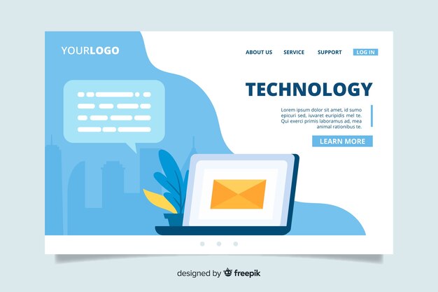 Landing page with laptop template