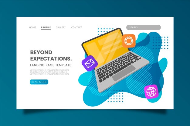 Landing page with laptop