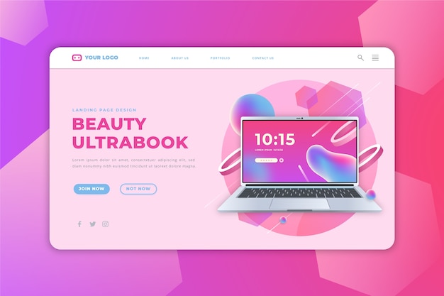 Free Vector landing page with laptop