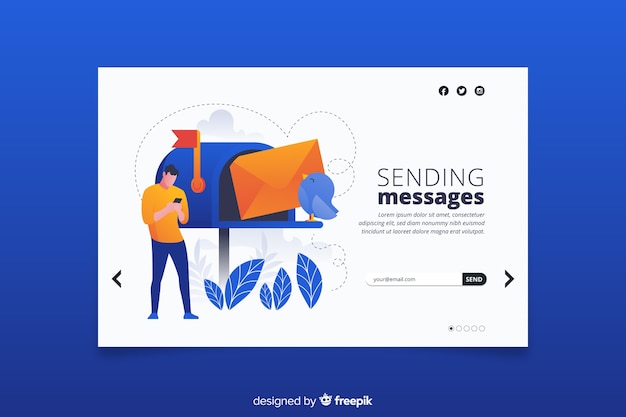 Free Vector landing page with mailbox concept