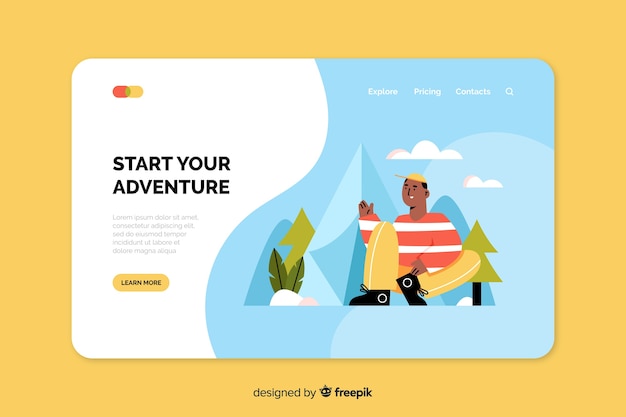 Landing page with outdoor activities concept