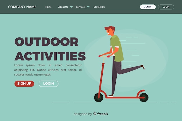 Free Vector landing page with outdoor activities concept