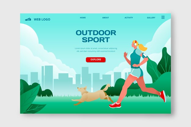 Landing page with outdoor sport