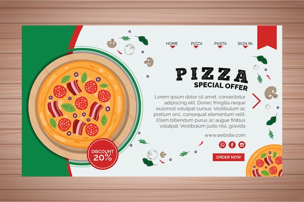 Free Vector landing page with pizza