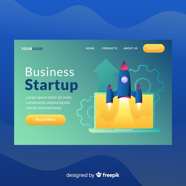 Landing page with a rocket