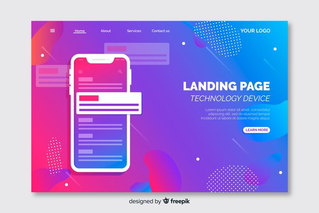 Landing page with smartphone template